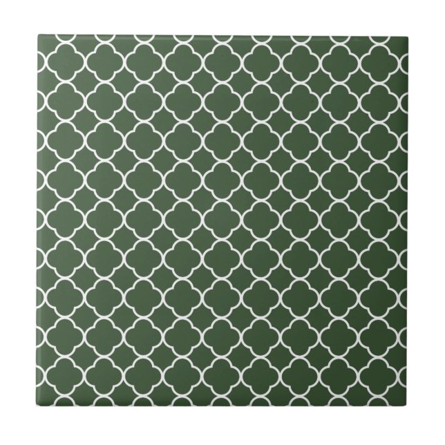 Quatrefoil klövermönster: Jägaregrönt Kakelplatta (Framsidan)