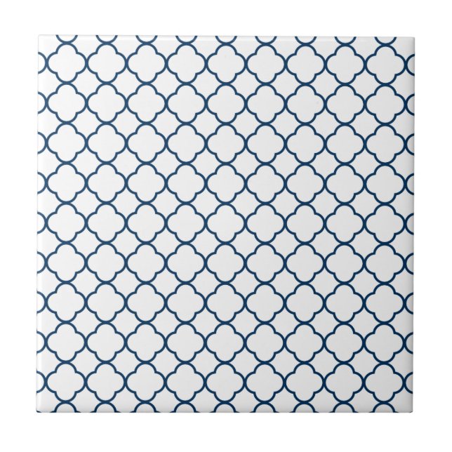 Quatrefoil klövermönster: Marinblått Kakelplatta (Framsidan)