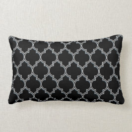 Quatrefoil kudder svart vit och grått lumbarkudde