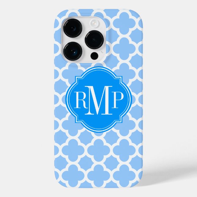 Quatrefoil Light Blue and White Mönster Monogram (Baksida)