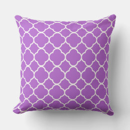 Quatrefoil Lilac Lila White Lattice Coola Cotton Kudde