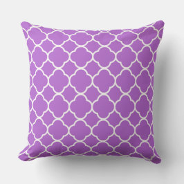 Quatrefoil Lilac Lila White Lattice Coola Cotton Kudde
