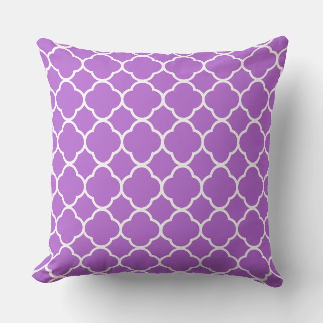 Quatrefoil Lilac Lila White Lattice Coola Cotton Kudde (Framsida)