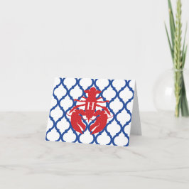 Quatrefoil Lobster Monogram-mappat anteckningskort