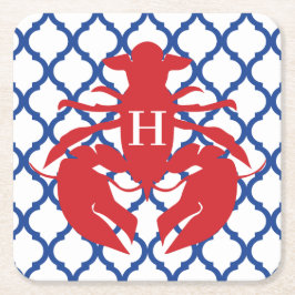 Quatrefoil Lobster Monogram Papper Underlägg