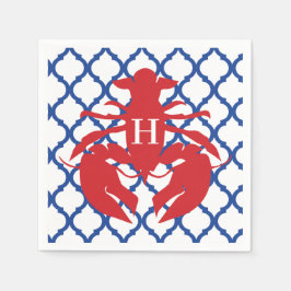 Quatrefoil Lobster Monogram Party Napkins Pappersservett