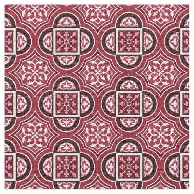 Quatrefoil Marsala Red Fabric 2 Tyg (Närbild)
