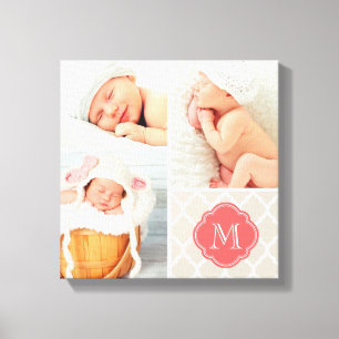 Quatrefoil Monogram Baby Photo Collage Nursery Art Canvastryck