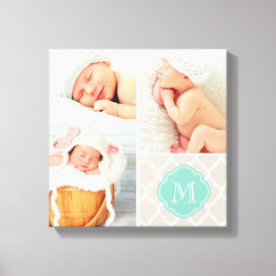 Quatrefoil Monogram Baby Photo Collage Nursery Art Canvastryck