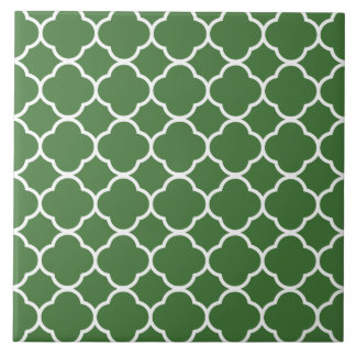 Quatrefoil Mönster Grönt Kakelplatta