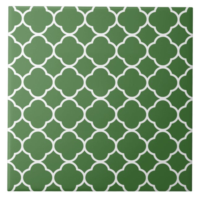 Quatrefoil Mönster Grönt Kakelplatta (Framsidan)