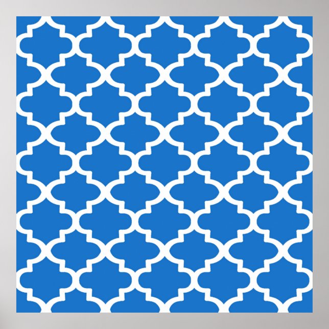 Quatrefoil Mönster i klassiskt blått Poster (Framsidan)
