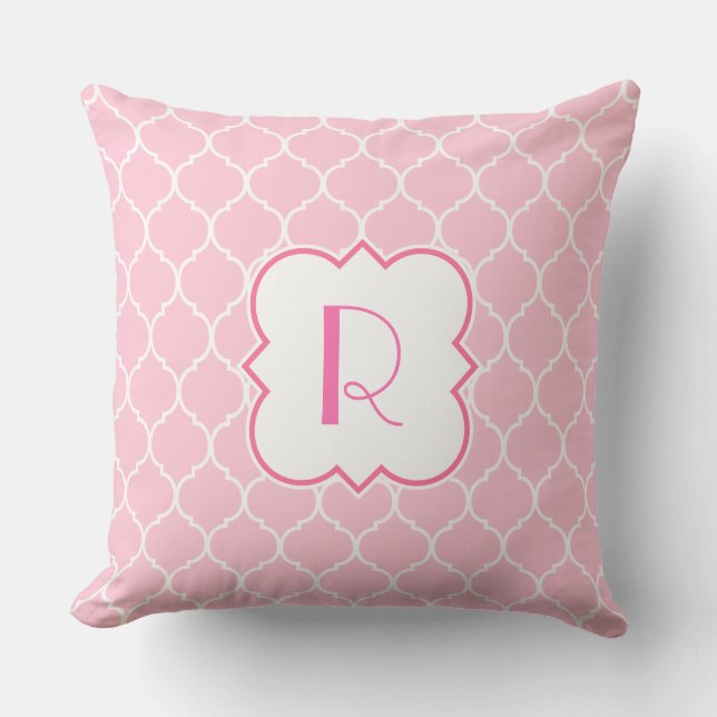 Quatrefoil mönster med monogramen kudde (Framsida)