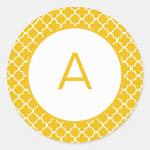 Quatrefoil Mönster Monogram Runt Klistermärke