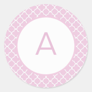 Quatrefoil Mönster Monogram Runt Klistermärke