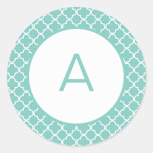 Quatrefoil Mönster Monogram Runt Klistermärke