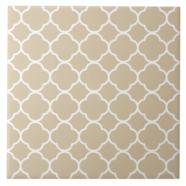 Quatrefoil Mönster Neutralt Beige Kakelplatta (Framsidan)