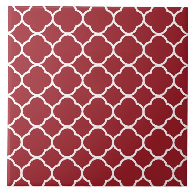 Quatrefoil Mönster Red Kakelplatta (Framsidan)