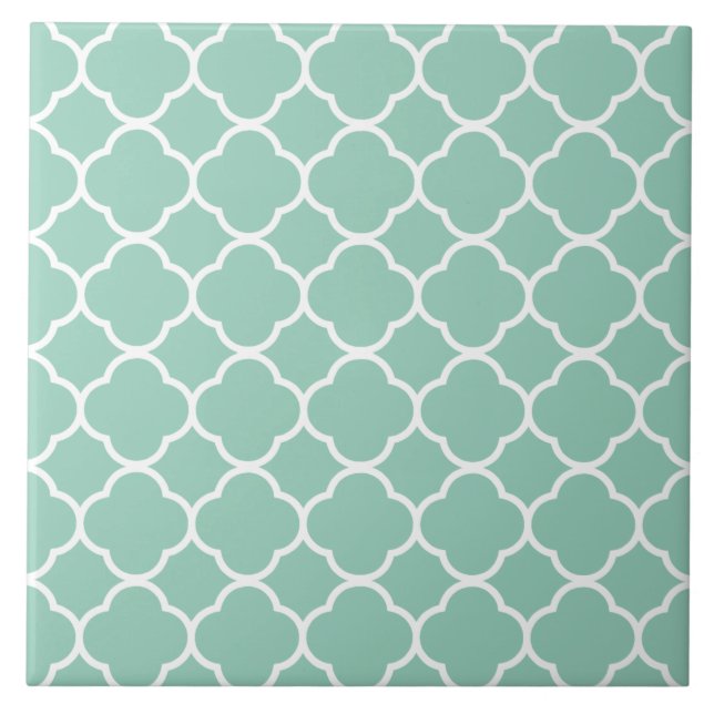 Quatrefoil Mönster Teal Kakelplatta (Framsidan)