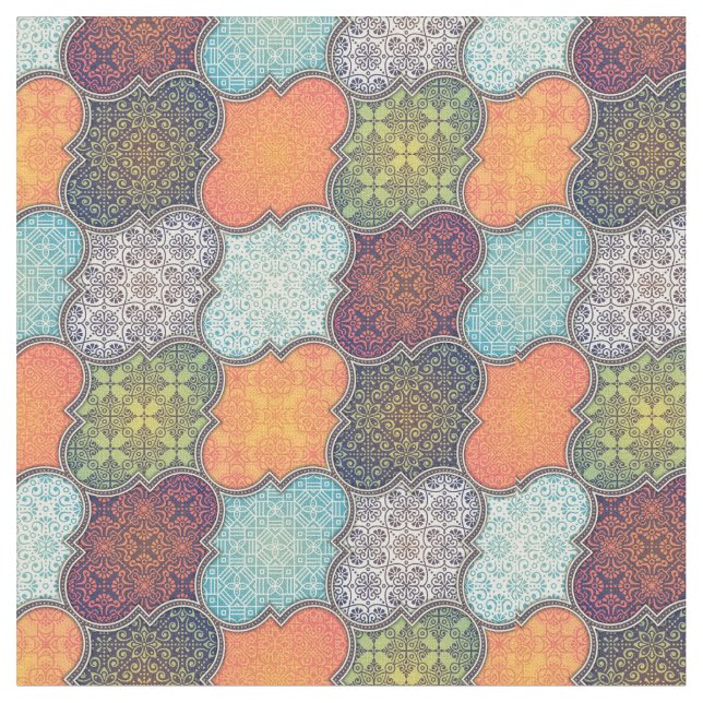 Quatrefoil Mönster Tyg (Närbild)