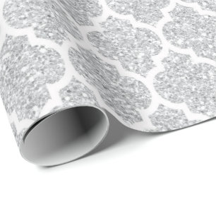 Quatrefoil Net White Silver Art Deco Vip Presentpapper