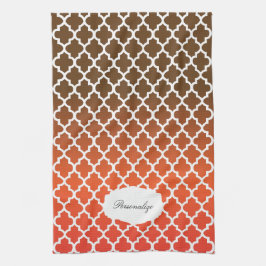 Quatrefoil orange & brunt blandade färger kökshandduk