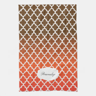 Quatrefoil orange & brunt blandade färger kökshandduk