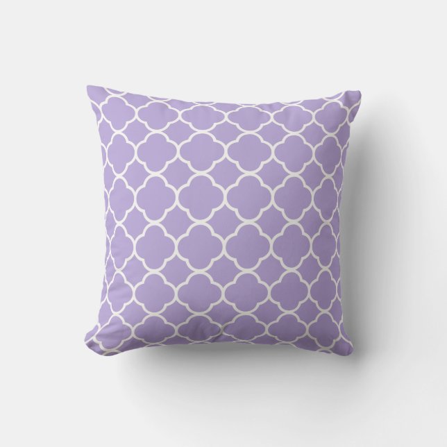 Quatrefoil Pastel Lila White Decor Elegant Coola Kudde (Framsida)