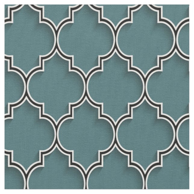 Quatrefoil Teal Grönt Fabric Tyg (Närbild)