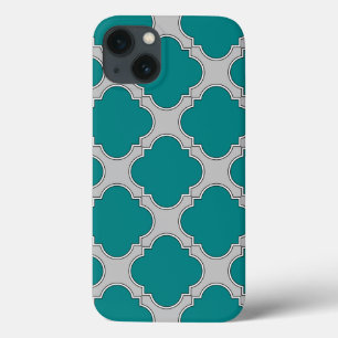Quatrefoil teal och grått Fodral-Mate iphone case