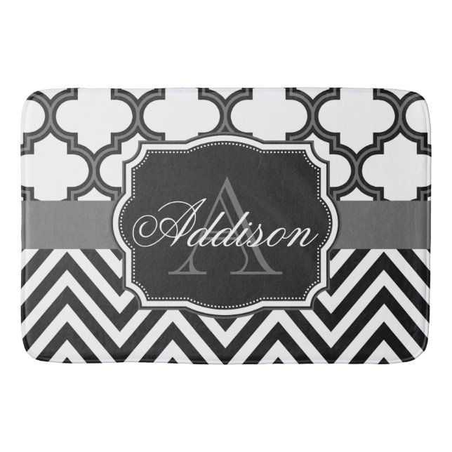 Quatrefolie Chevron Monogram Badrumsmatta (Framsidan)