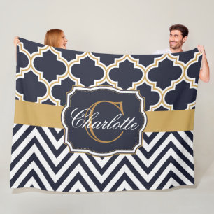 Quatrefolie Chevron Monogram Fleecefilt