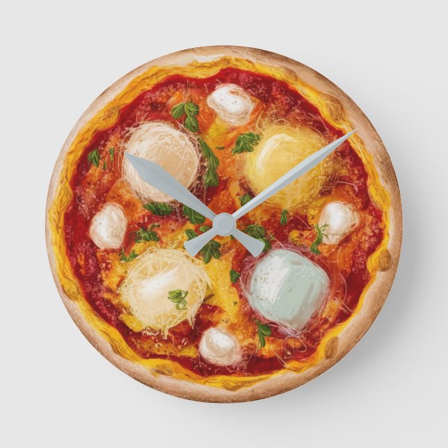 Quattro Formaggi Pizza Rund Klocka (Framsida)