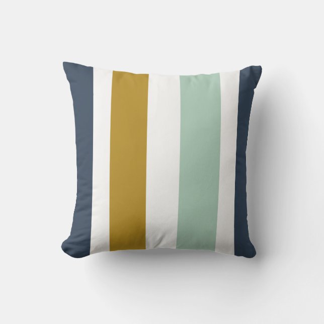 Quattro Rand in Navy Blue, Celadon, Ochre, White Kudde (Framsida)