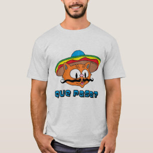 Que Pasa Señor Gato™ Tecknad Mustache Cat T Shirt