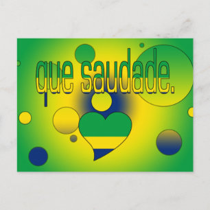 Que Saudade! Brasiliansk Flagga Färg Pop Art Vykort