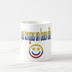 Que Tengas un Buen Día! Colombia flaggafärger Kaffemugg