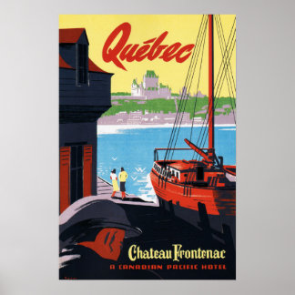 QUEBEC Canada Chateau Frontenac Frakt Harbour Trav Poster
