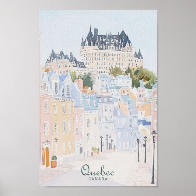 Quebec Canada Gouache Paint Illustration Travel Poster (Framsidan)