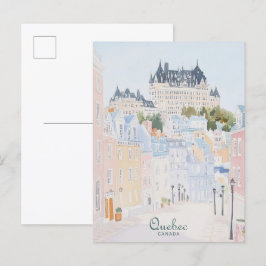 Quebec Canada Gouache Paint Illustration Travel Vykort