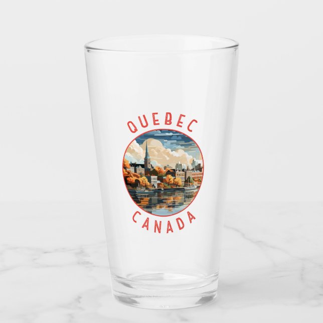 Quebec Canada Retro Distress Circle Glaskopp (Framsida)
