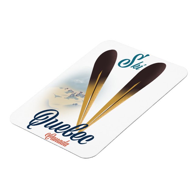 Quebec Canada ski poster Magnet (Vänstra Sidan)