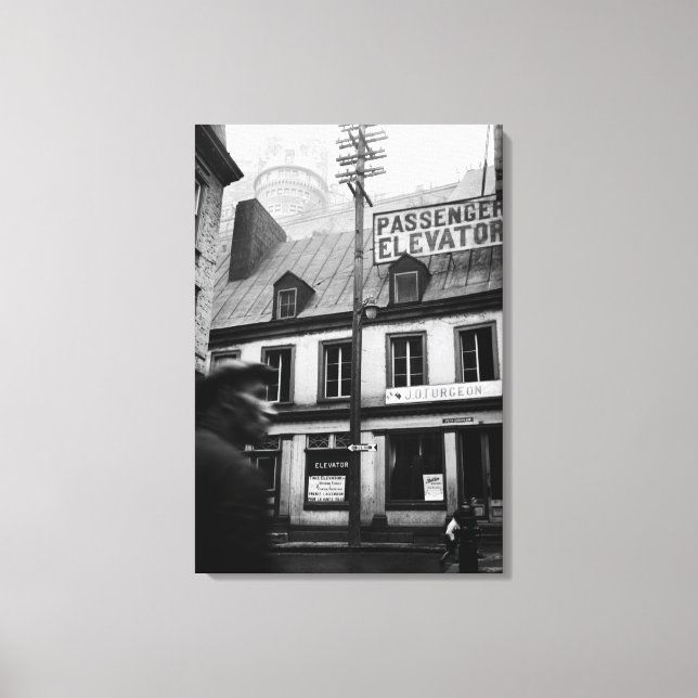 Quebec Canada Street Photography 1930's Photograph Canvastryck (Framsida)