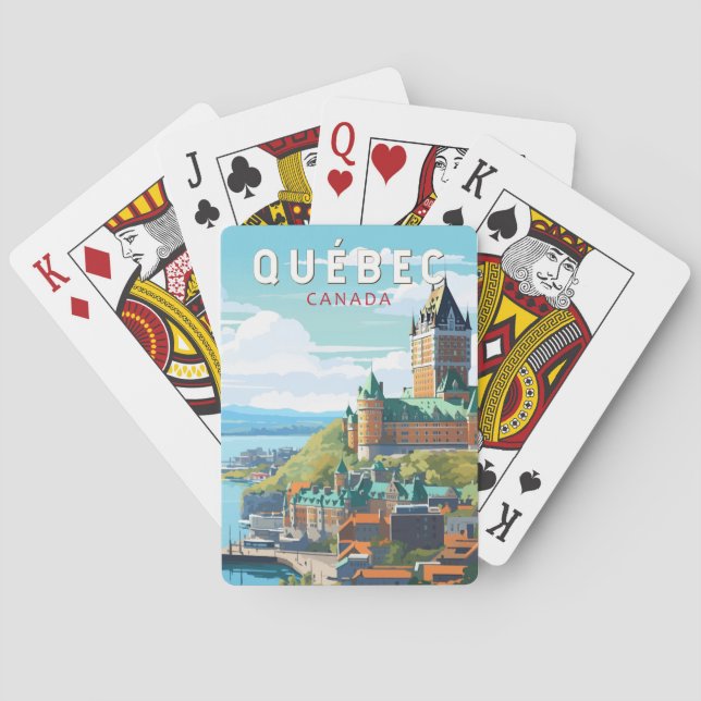 Quebec Canada Travel Art Vintage Casinokort (Baksidan)