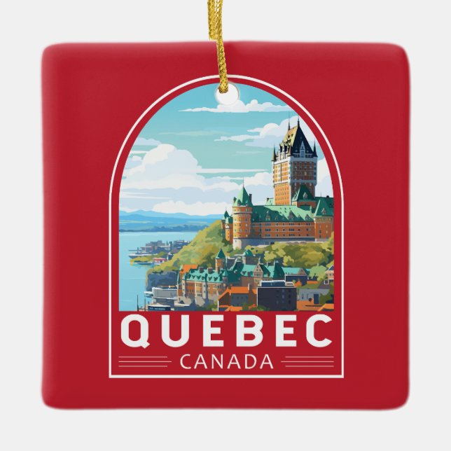 Quebec Canada Travel Art Vintage Julgransprydnad Keramik (Framsida)