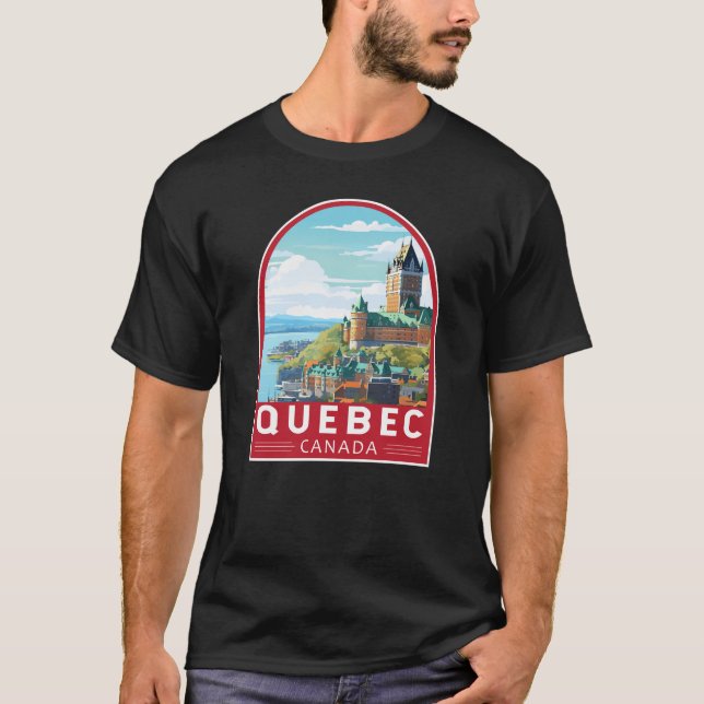 Quebec Canada Travel Art Vintage T Shirt (Framsida)