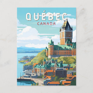 Quebec Canada Travel Art Vintage Vykort