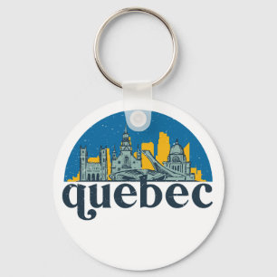 Quebec Canada Vintage City Skyline Cityscape Art Nyckelring