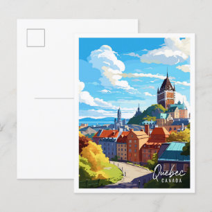 Quebec Canada vintage resor illustration Vykort
