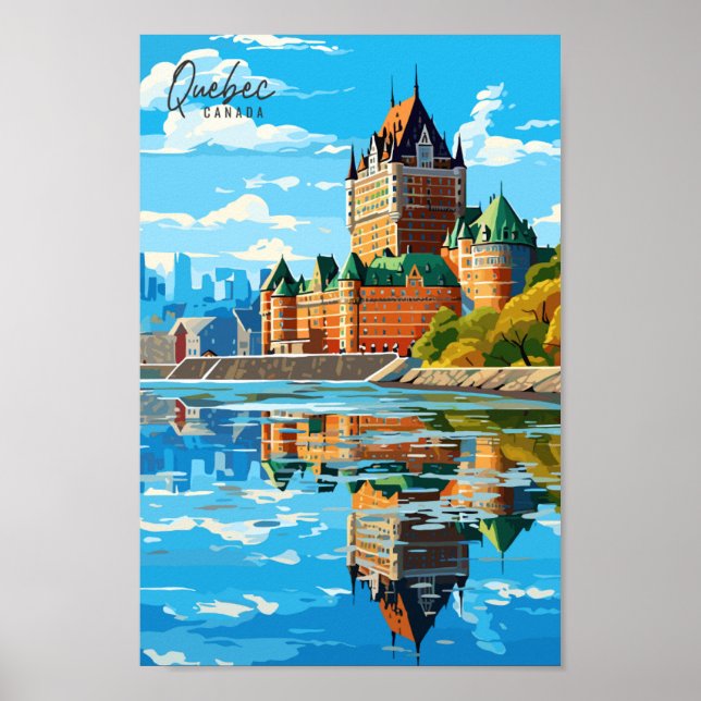 Quebec Canada vintage resor ställe illustration Poster (Framsidan)